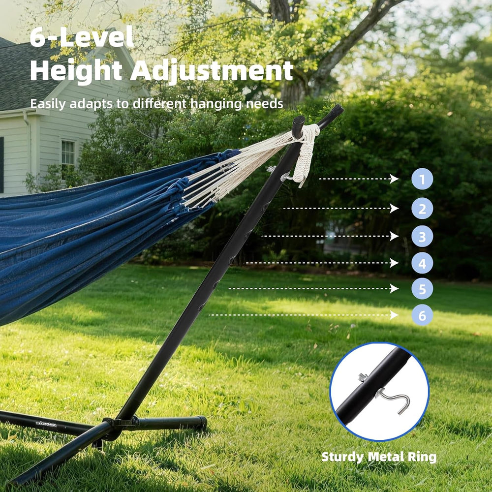EchoSmile Double Hammock with Detachable Stand - 480 lbs Heavy Duty 2 Person ...