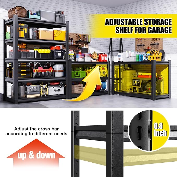 Set of 4 71"H-35"W Garage Shelving-2050LBS 5 Tier Storage Shelves,A...
