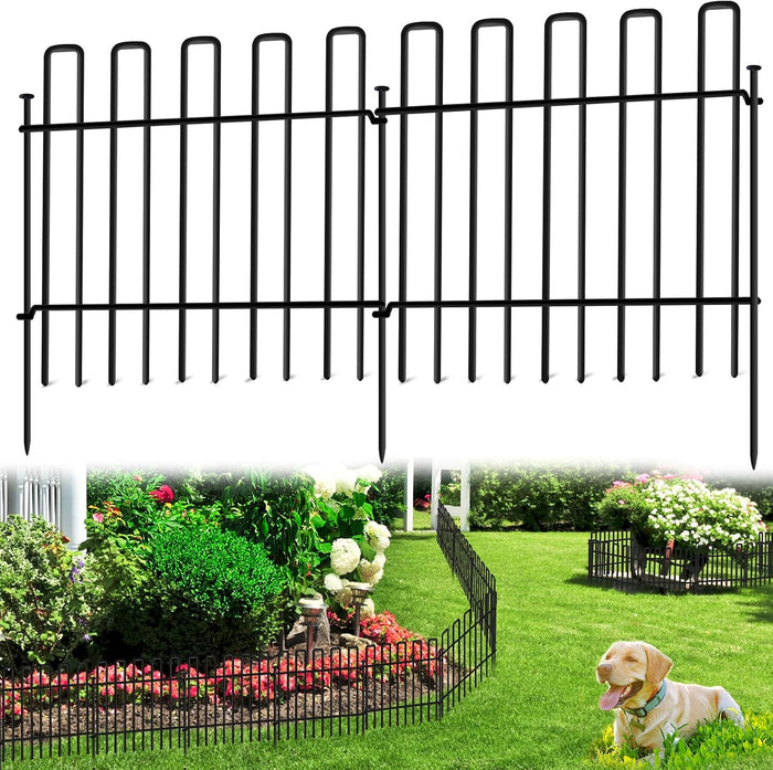 10 Panels No Dig Animal Barrier Fence, 13in(H) x 14ft(L) Garden Edging Border Fencing, Rustproof Metal Stakes Decorative Garden Fence, Dog Digging Defense Fencing Barrier for Outdoor, Yard, Patio