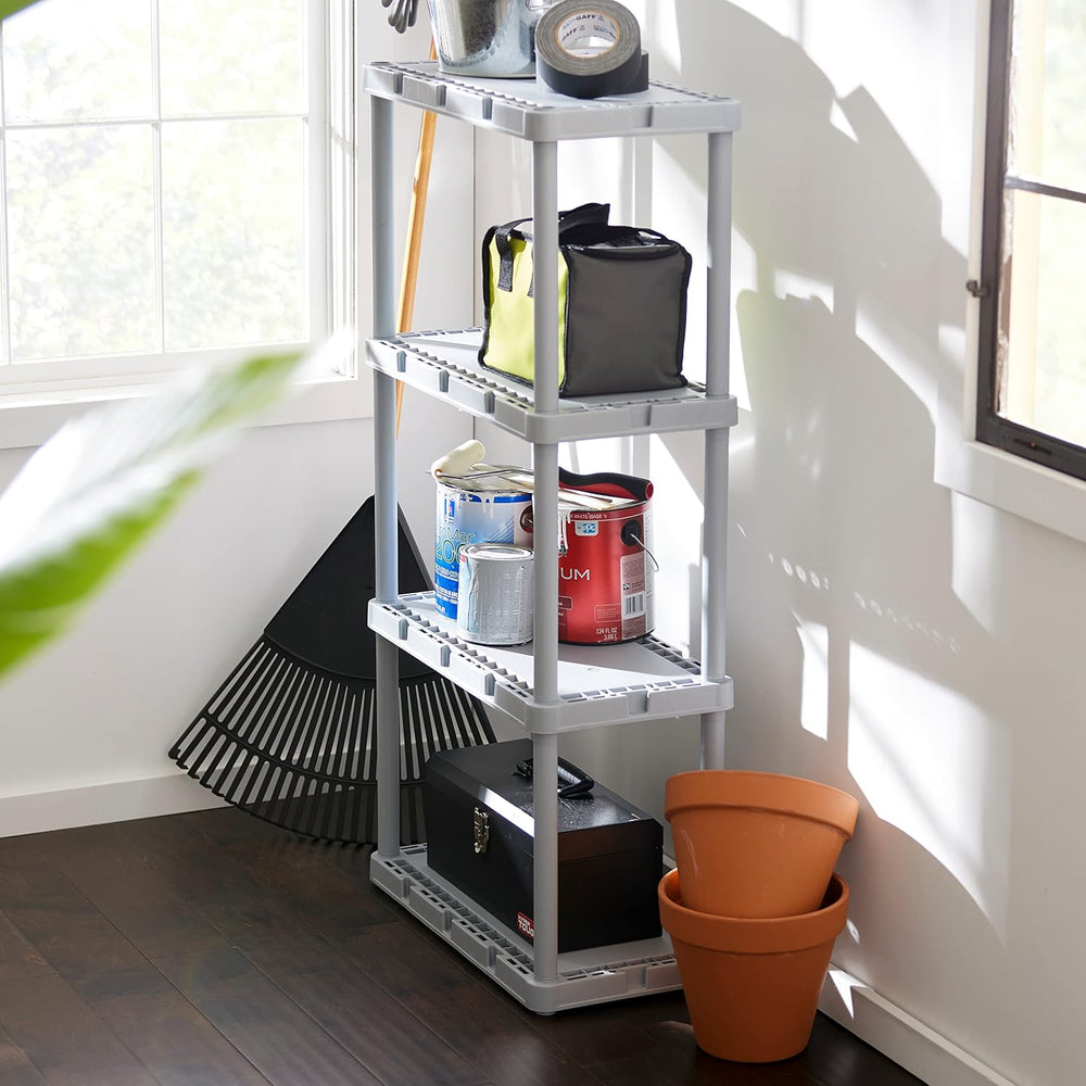 Gracious Living Knect-A-Shelf 4-Shelf Light-Duty Storage, Gray, 2-Pack
