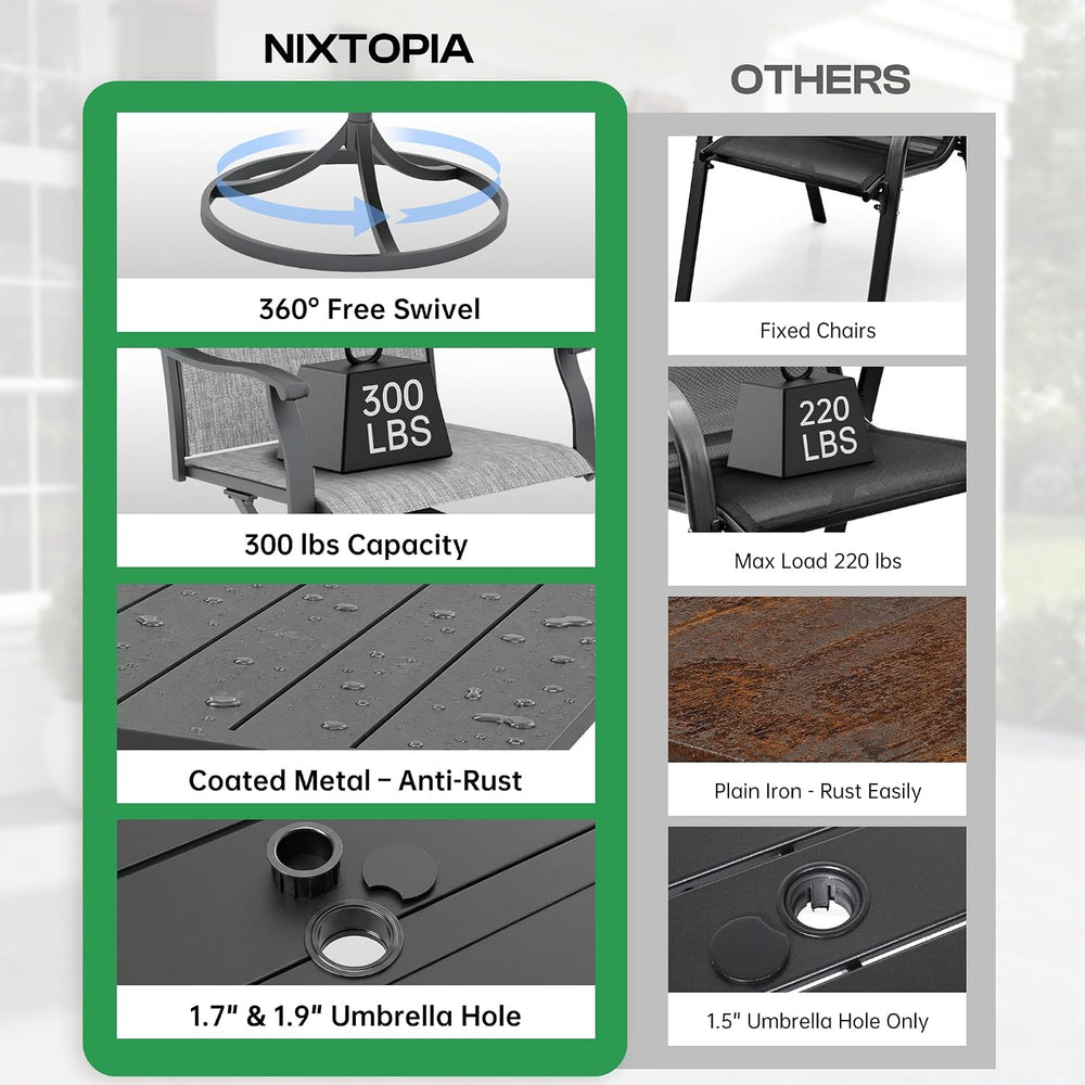 7-Piece Outdoor Furniture Set, Patio Table and Chairs Set, Gray