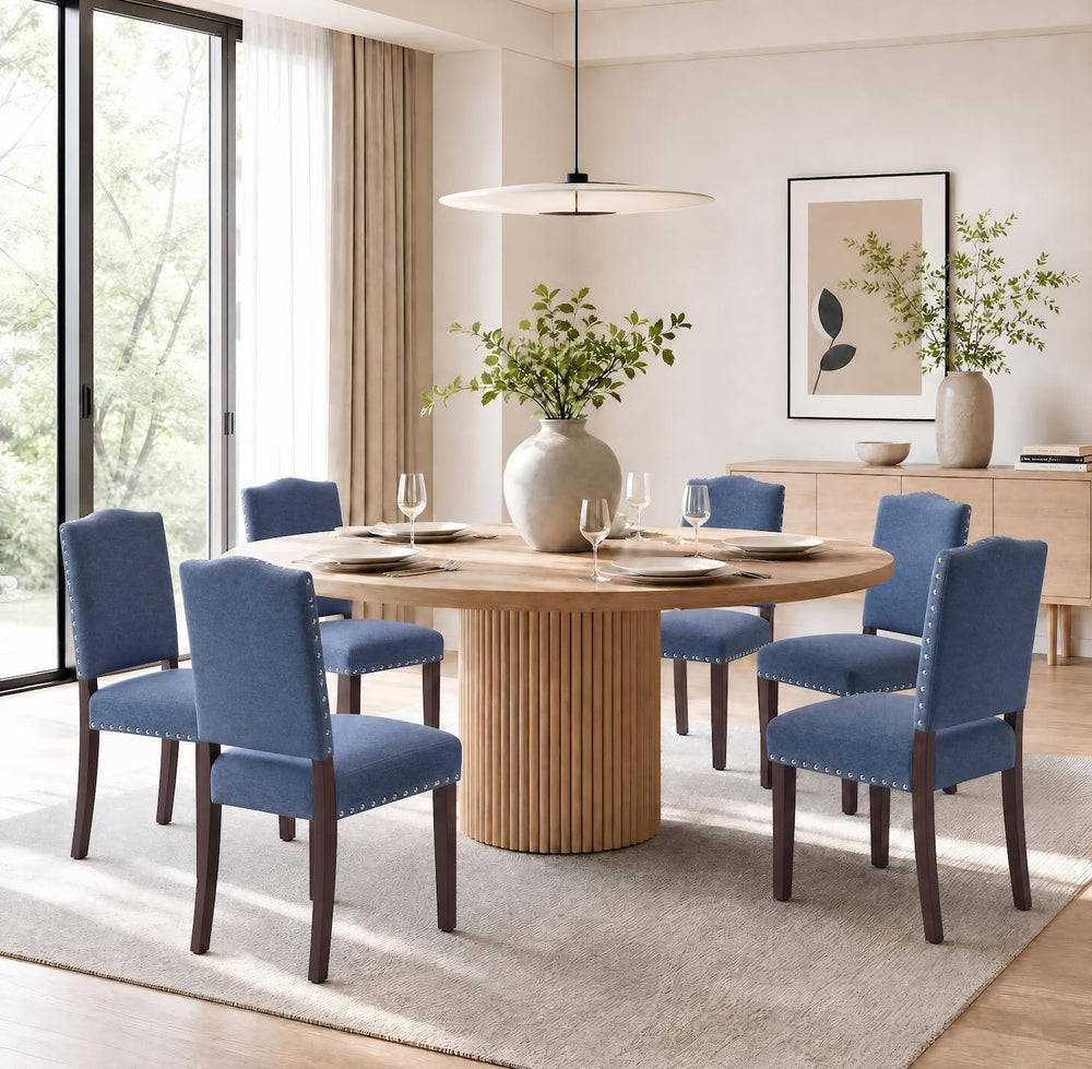 Upholstered Dining Chairs Set of 6 with Thickened Seat Cushion