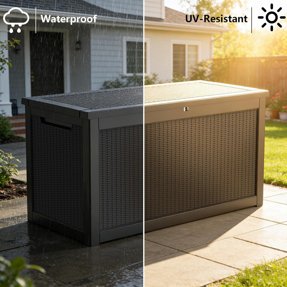 TARKARI 350 Gallon Resin Outdoor Storage Box, Waterproof & UV-Resistant D...