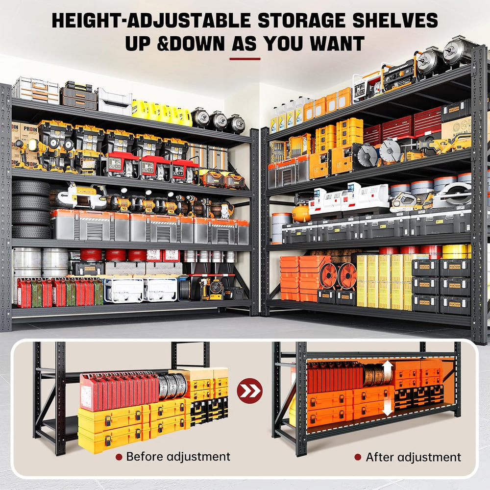 RAVIGIN 7000LBS Storage Shelves,79" W Garage Shelving Heavy Duty Metal A...