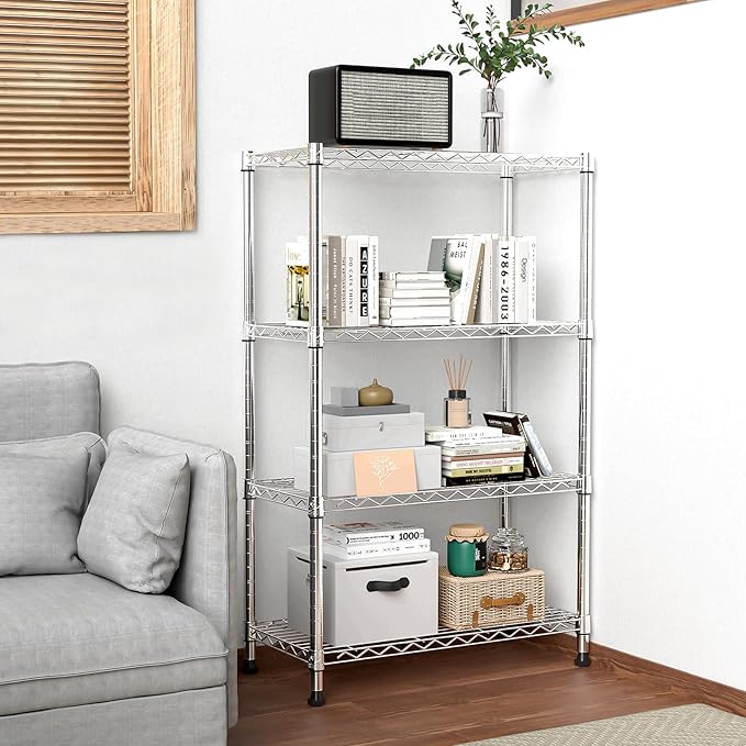 1000 lbs Storage Shelving 4-Tier Utility Shelving Unit Steel Organizer Wire R...