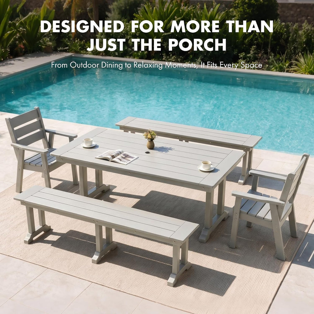 WO HOME FURNITURE 65" HDPE Outdoor Bench, 660 lbs Capacity, Sand