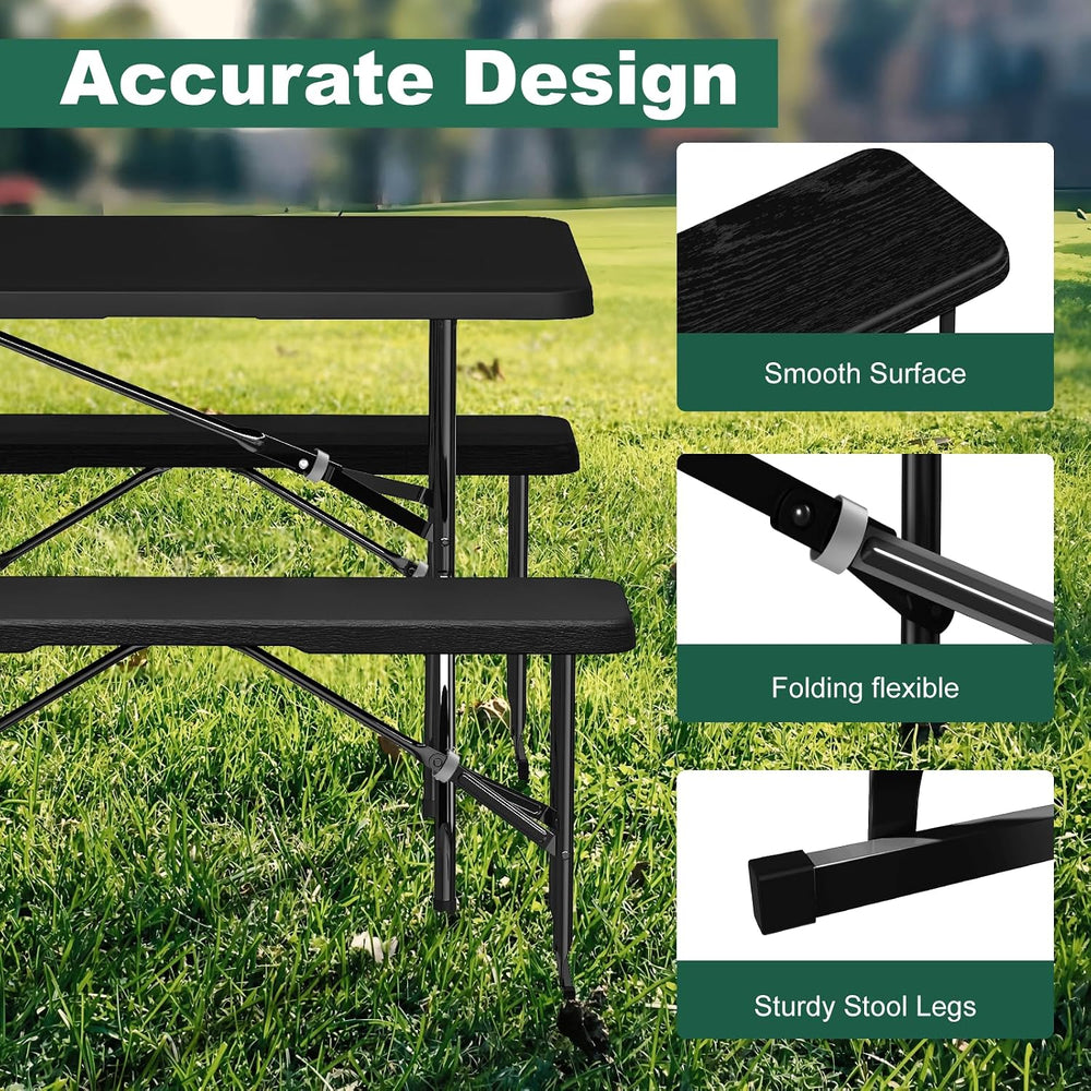 4 Pack 6ft Folding Bench for Picnic Party Camping, 650lbs Capacity