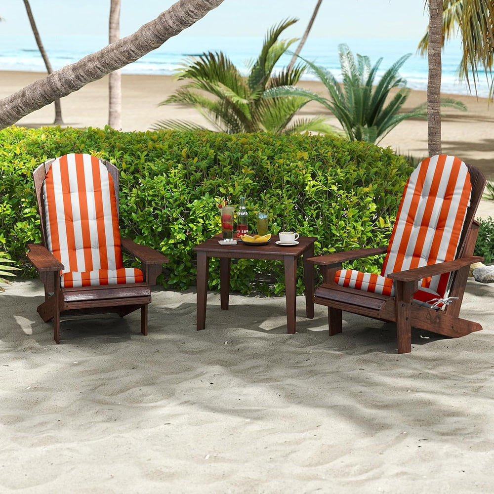 Adirondack Chair Cushions 44x19x4 in Set of 2, Orange Stripe