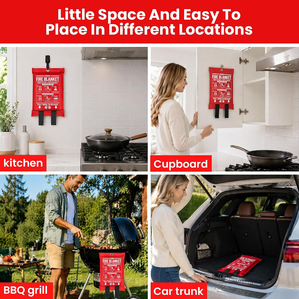 Fire Blanket for Home and Kitchen,40" x 40",8 Pack,Emergency Fire B...