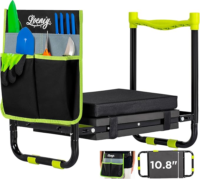 10.8” Wide Garden Kneeler and Seat, Heavy Duty Foldable Gardening Stool with ...