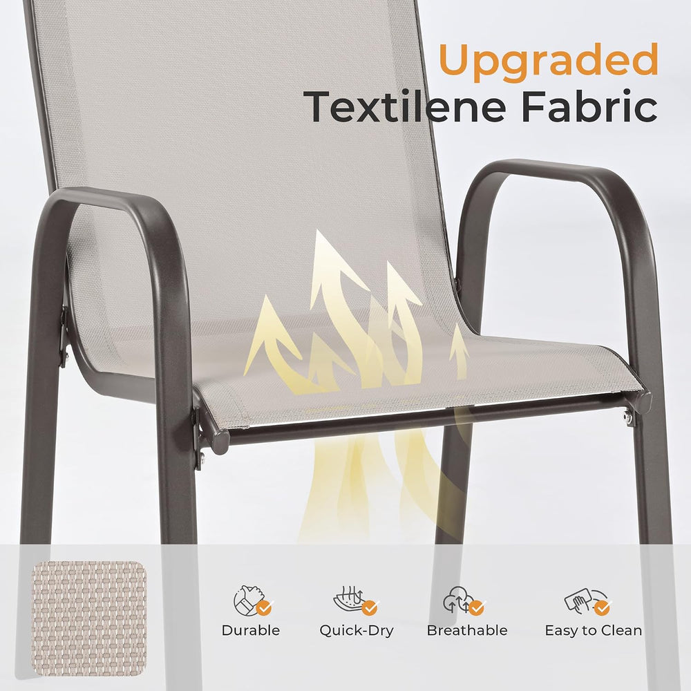HAPPATIO Outdoor Patio Dining Set, 6 Quick Dry Textilene Dining Chairs and Di...