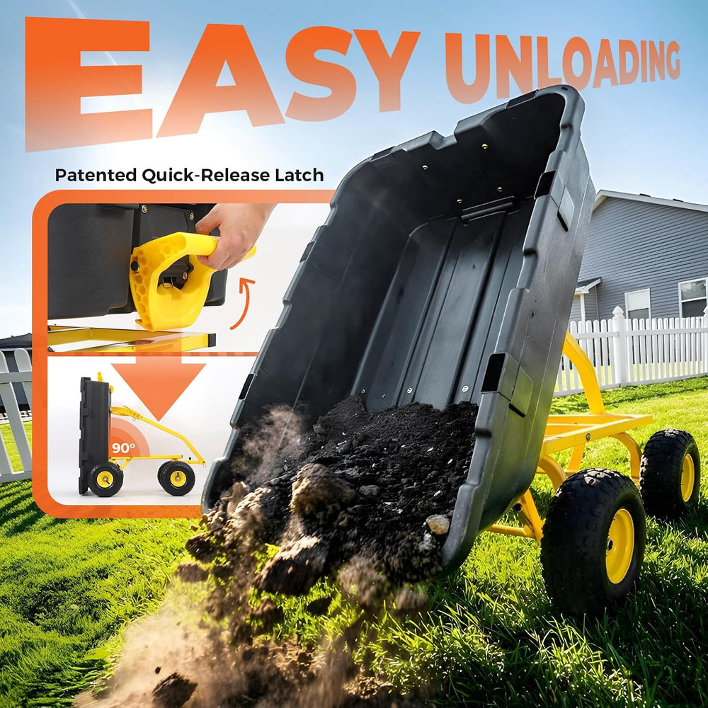 Sekey Garden Dump Cart, 1000 lb Capacity, Quick-Release Bed