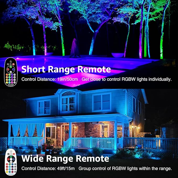 SUNVIE 12 Pack RGBW Color Changing Landscape Lights with 300W Low Voltage Lan...