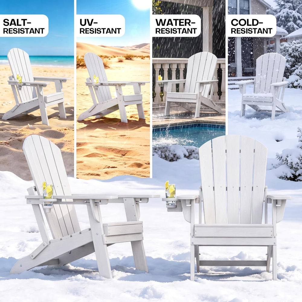 Plawdlik Folding Adjustable Adirondack Chair, Patio Chairs, White