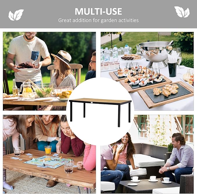 Outsunny 75" x 35" Outdoor Dining Table for 8 People, Rectangular A...