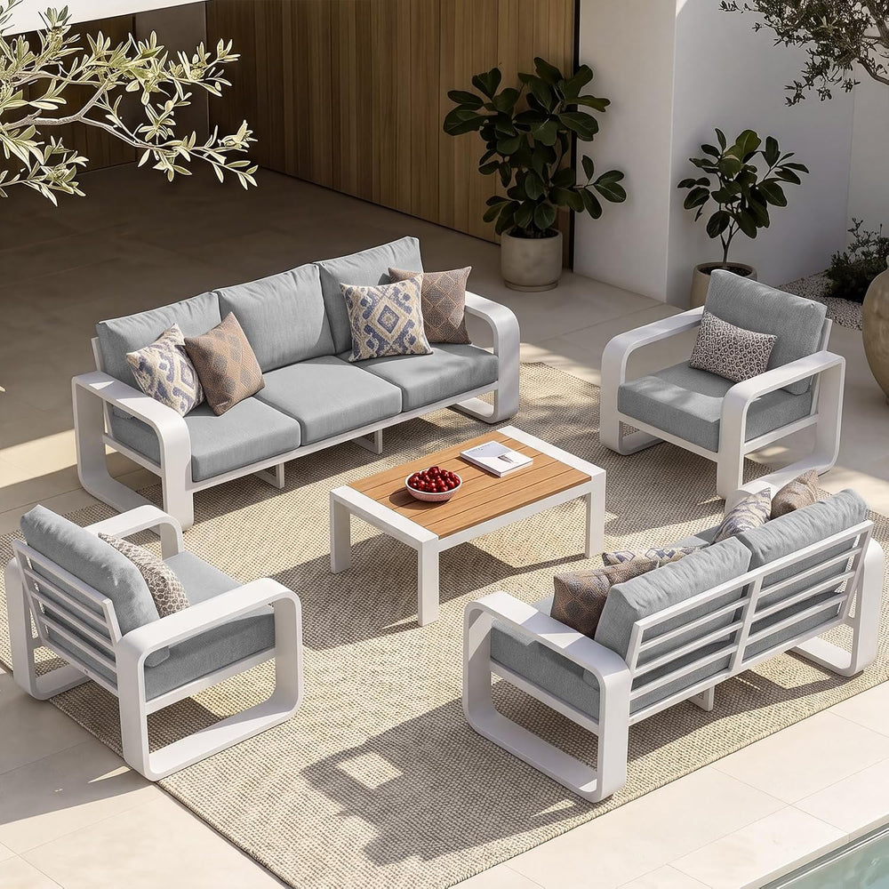 Oversized Aluminum Outdoor Furniture Set, Extra Large Patio Furniture Sofa Se...