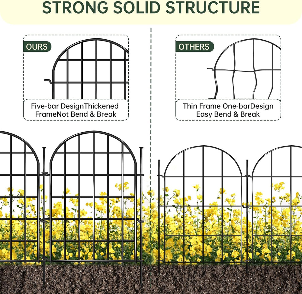 32.5 ft(L) x 22 in(H) Garden Fence, 30 Panels Arched No Dig Fence, Decorative...