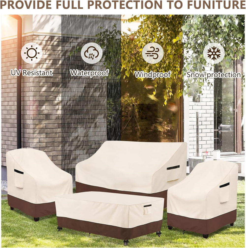 Rileytee Patio Furniture Cover Set, 600D Heavy Duty Waterproof 4-Piece Outdoo...