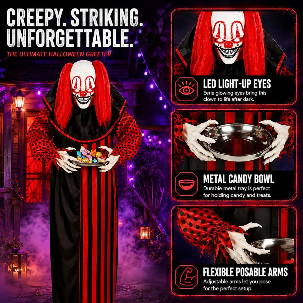 65" Halloween Animatronic Outdoor Decorations, Life Size Talking Clown w...