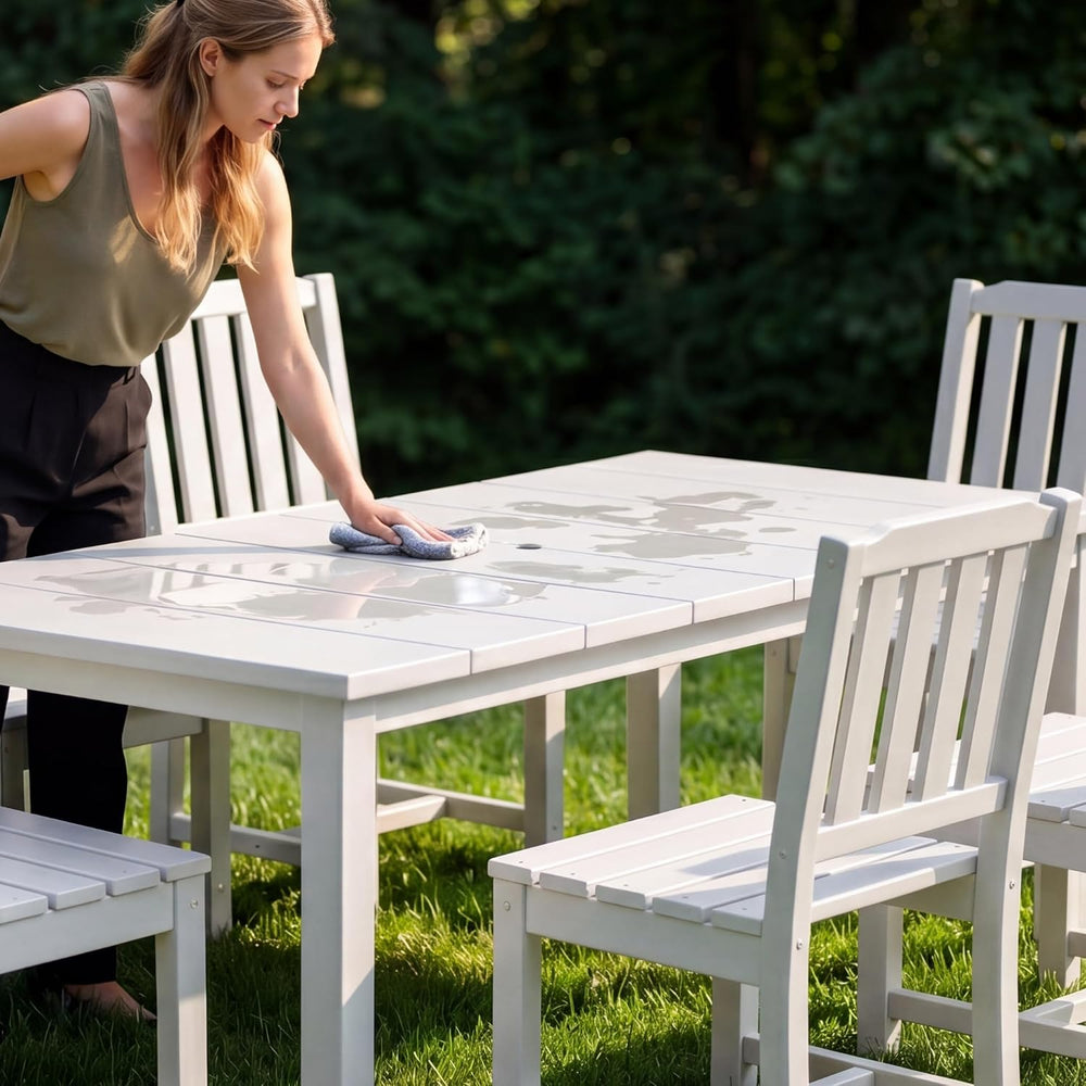 Perli™ 7-Piece Outdoor Dining Set, All-Weather HDPE Patio Table and 6 Chairs ...