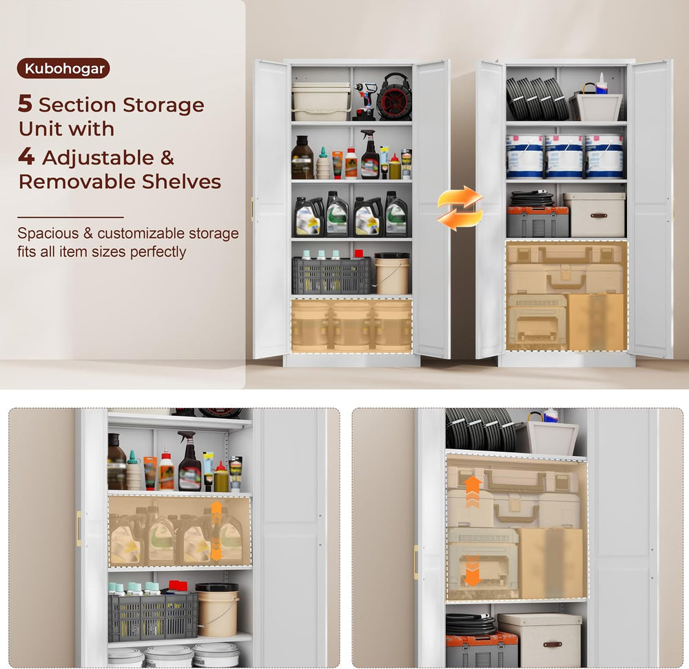 71" Tall Metal Kitchen Pantry Cabinet, Storage Cabinet with Doors