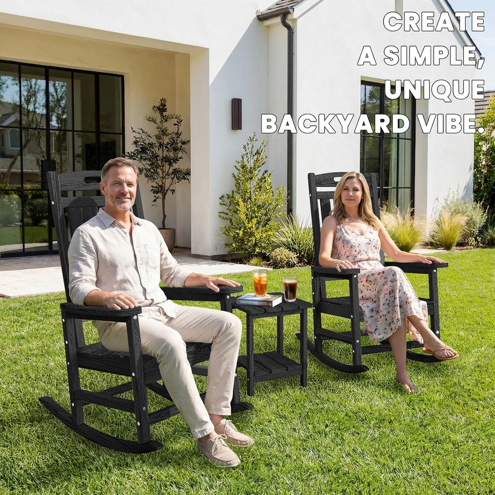 Oversized Outdoor Rocking Chair, HDPE Plastic High Back Rocking Chairs
