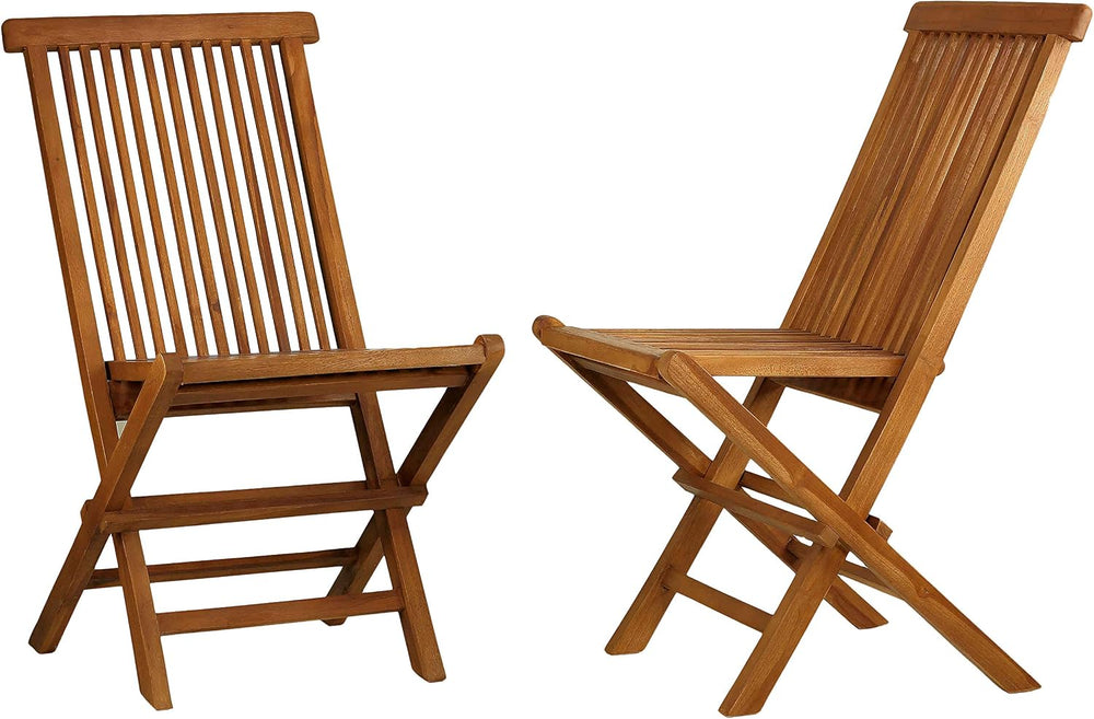Vega Golden Teak Wood Outdoor Folding Chair (Set of 2)