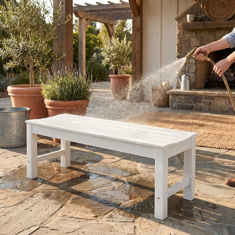 Stoog Outdoor Bench, 2-Person Patio Backless Bench, Outdoor Benches Weatherpr...
