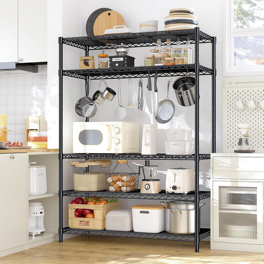 5-Tier Adjustable Storage Shelves, 71" H Shelving Unit for Pantry