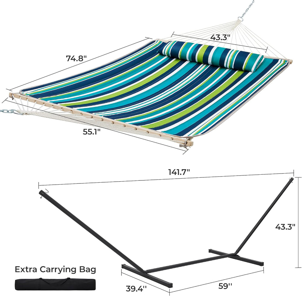 SUPERJARE 12ft Double Hammock with Stand, Rope Hammock for 2 Person, Detachab...