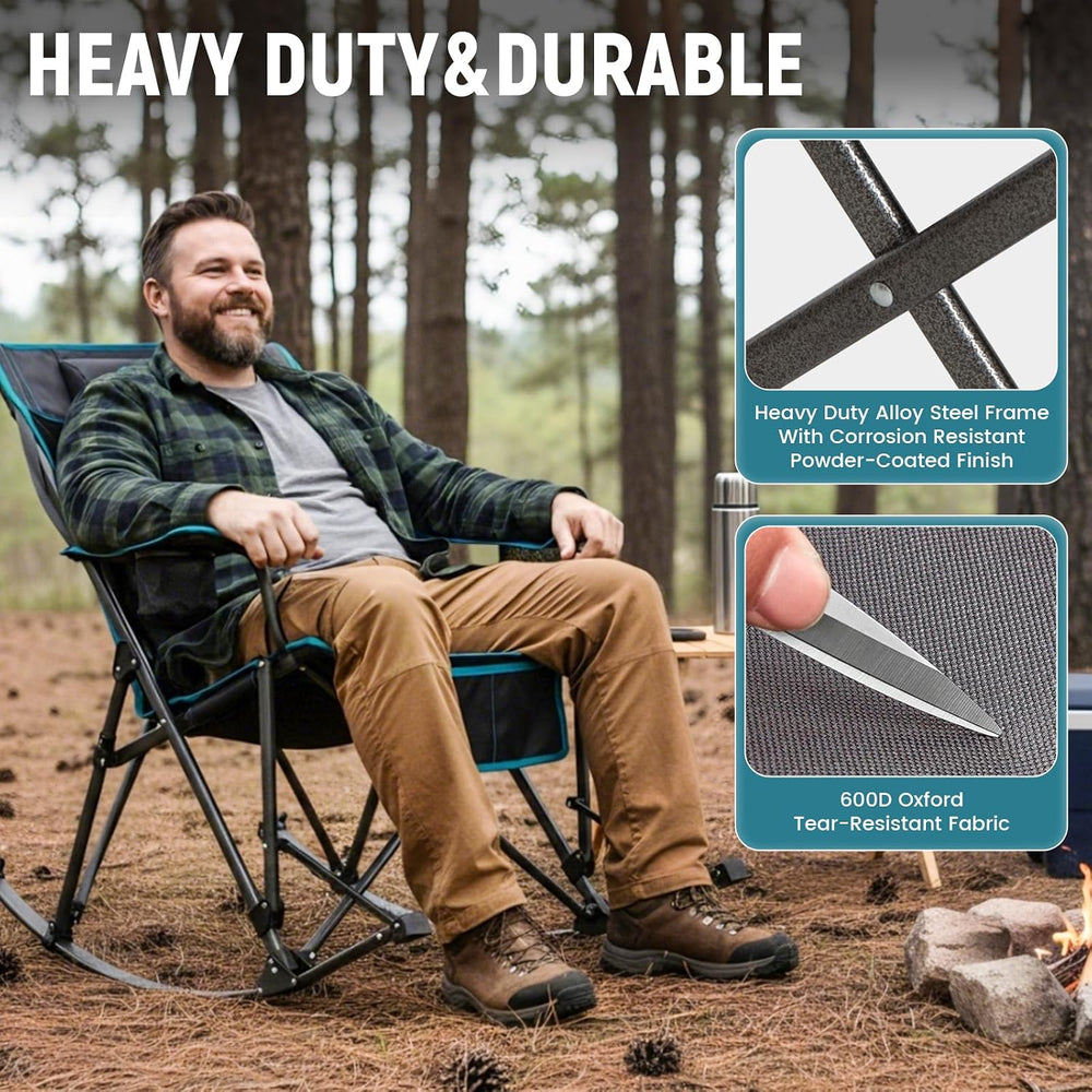FUNDANGO Rocking Camping Chair for adults, 440Lbs Lawn Chairs for Outdoor