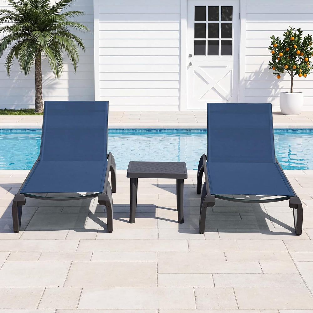 Domi Aluminum Pool Lounge Chair Outdoor Set of 2 Chaise Lounge Outdoor