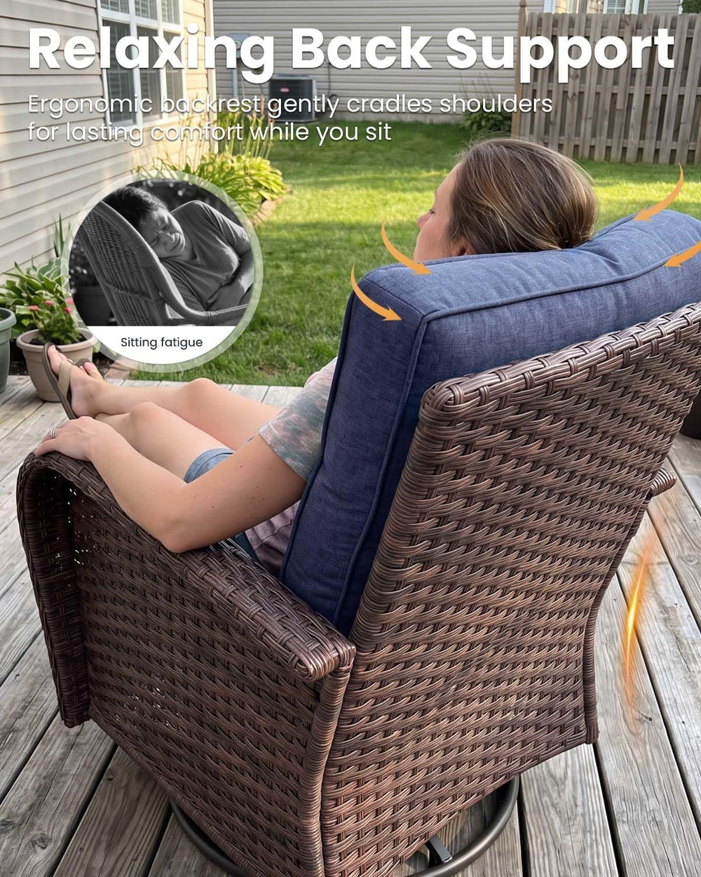 9 Pieces Patio Furniture Sets, Wicker Rattan High Back Outdoor Swivel Rocking...