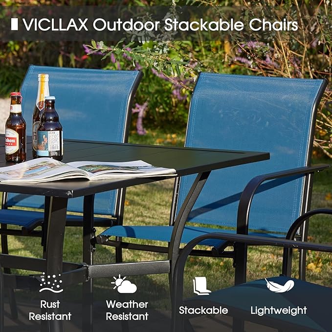 VICLLAX 5 Pieces Patio Dining Set, Outdoor Furniture Set Includes 41.2" ...