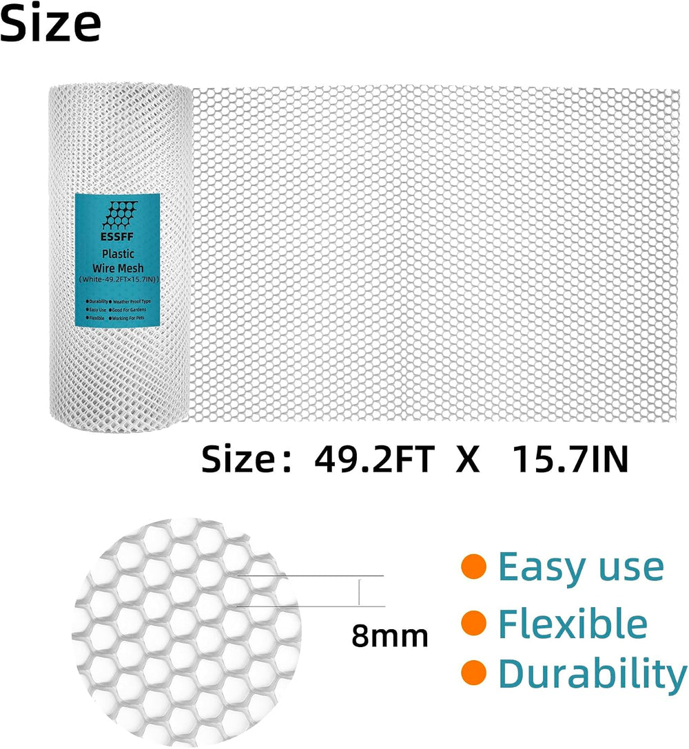 Pet & Garden Safeguard - 15.7IN x 49.2FT Roll - White Plastic Netting, Mu...