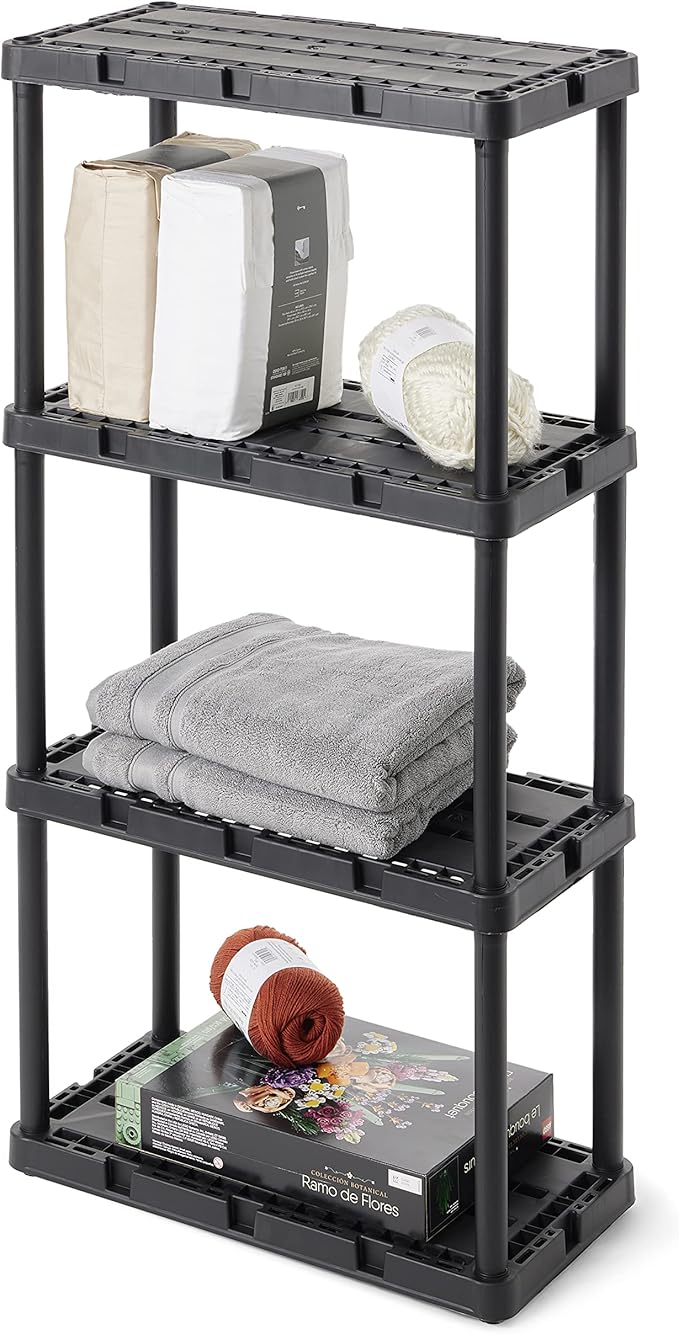 Gracious Living 2 Pack Light Duty Storage Shelves, Knect-A-Shelf 4-Shelf Vent...