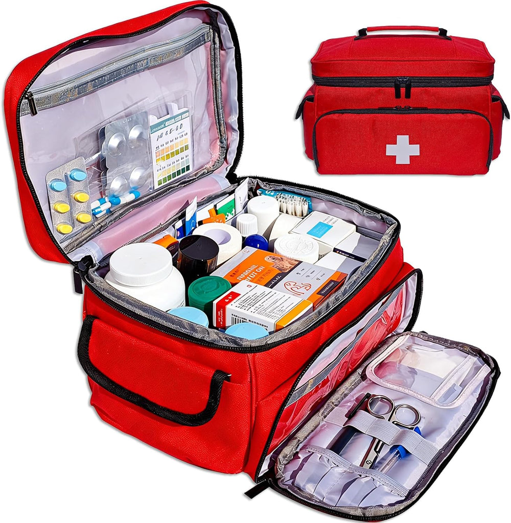 First Aid Bag Empty Small 12" x 9" x 7" Red Medical Bag