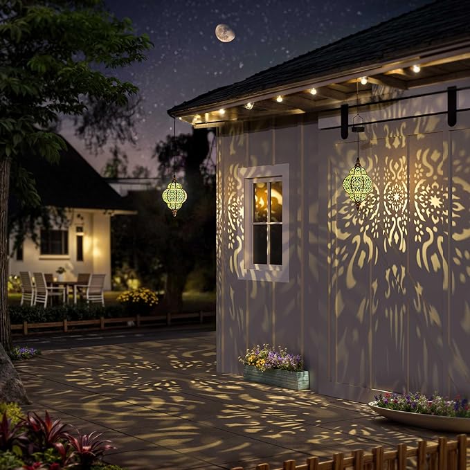 Hanging Solar Lights Outdoor Garden Decor Solar Lantern Waterproof Plastic Mo...