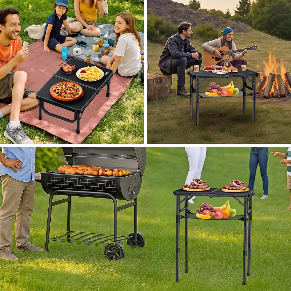 Anbte Folding Camping Table, 24"X 16" Adjustable Height Small Foldi...