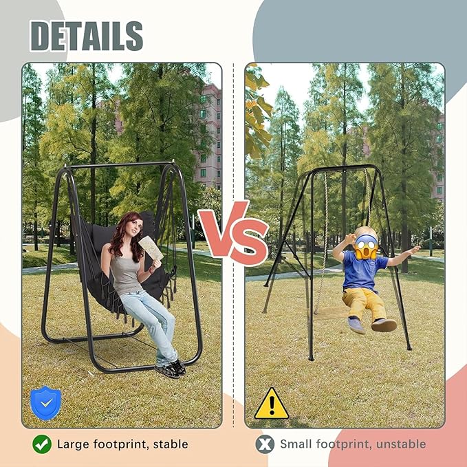 G TALECO GEAR Hammock Chair with Stand,Heavy-Duty and Rustproof Hanging Chair...