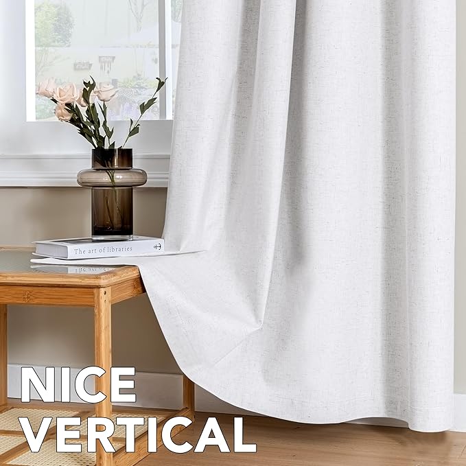 H.VERSAILTEX Linen Curtains 100% Blackout Curtains for Bedroom 108 inch Long ...