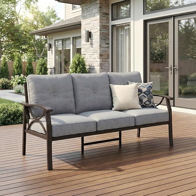 RoyalCraft Patio 3 Seats Sofa, All-Weather Outdoor Couch, Patio Furniture Sof...