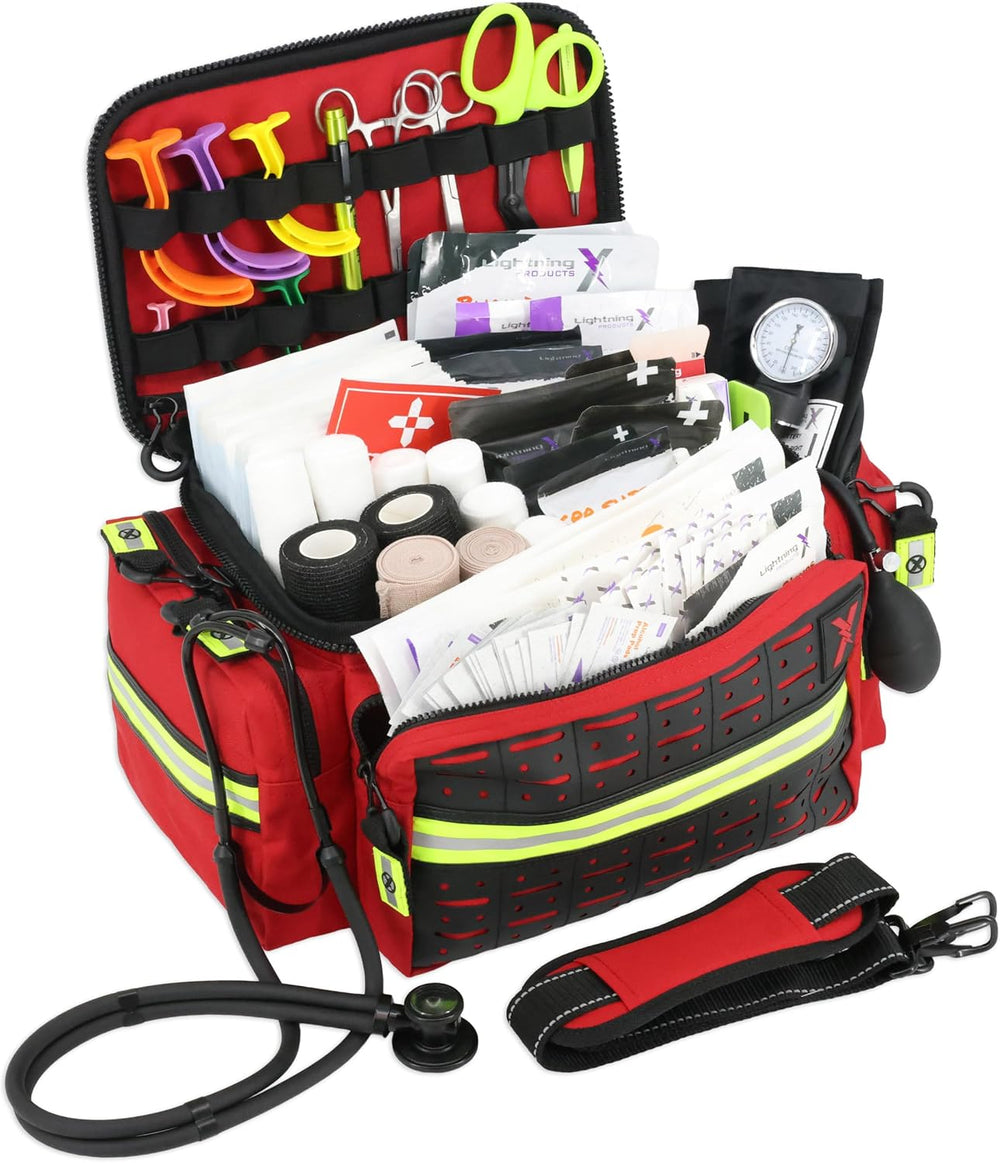 Lightning X Mid-Sized First Responder EMT Bag | LXMB25 | Fully Stocked w/ 240...