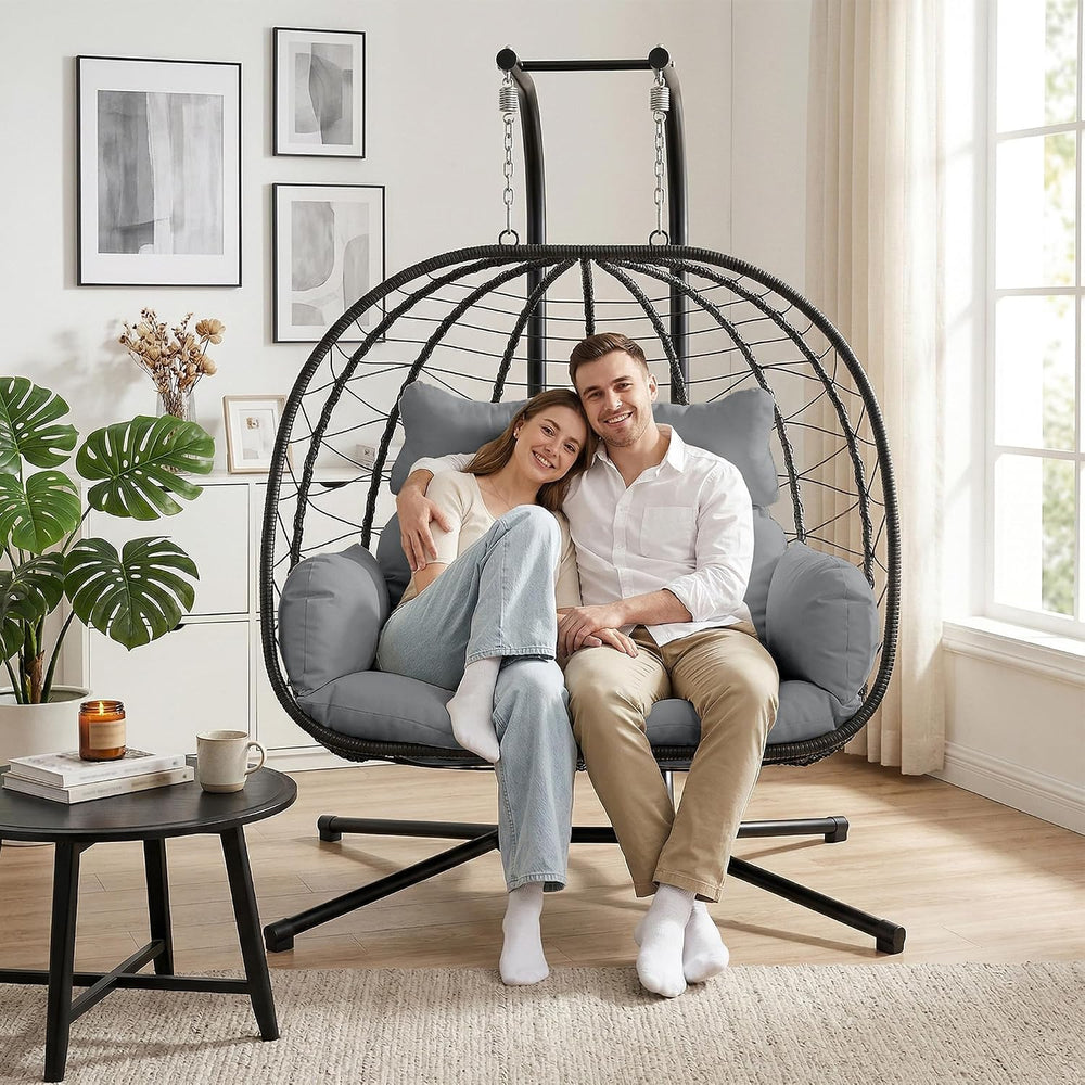 Bifanuo Double Hanging Egg Chair with Stand, Outdoor Indoor Swing Chair with ...
