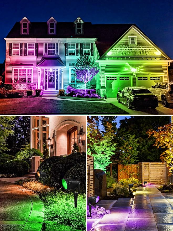 ZUCKEO All-in-One RGBW Landscape Lighting Kit, 5W Color Changing Low Voltage ...