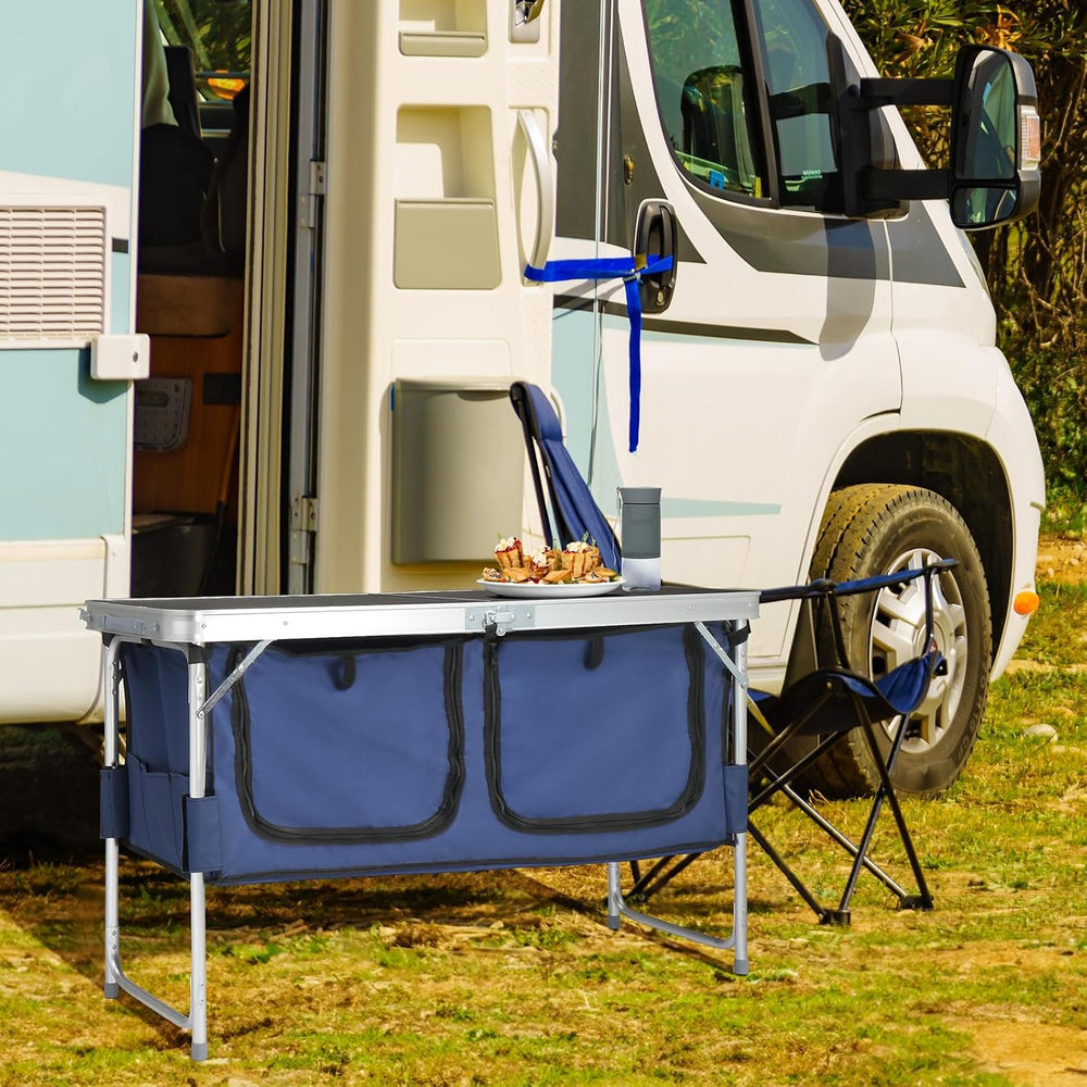 VINGLI 4 Ft Folding Table, Aluminum Camping Table, Picnic Table with Storage,...