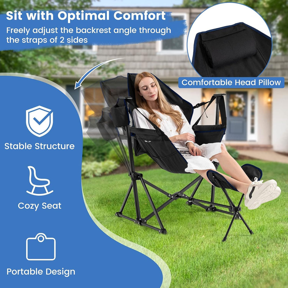 DORTALA Swinging Hammock Chairs for Camping, Rocking Camp Chair w/Retractable...