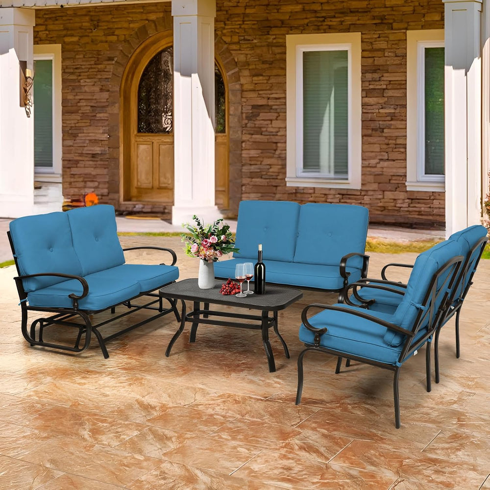 Oakcloud 5-Piece Outdoor Metal Furniture Sets Patio Conversation Set Wrought ...
