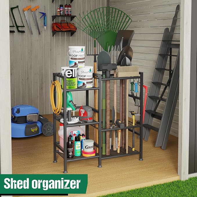 keomaisyto Garden Tool Organizer for Garage Organization, 3 Tier Yard Tool St...