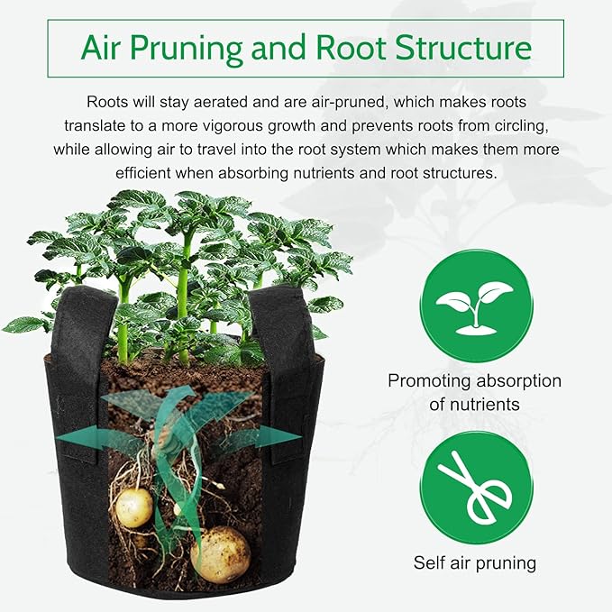 JERIA 12-Pack 30 Gallon Grow Bags, 300G Thickened Nonwoven Garden Pots,Heavy ...